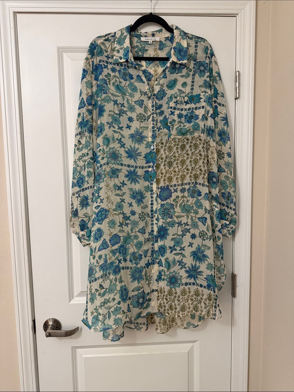 Rose & Olive Floral Button-Down Blouse XL